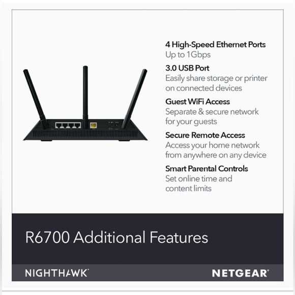 NETGEAR Nighthawk Smart Wi-Fi Router, R6700 - AC1750 - Picture 2 of 15